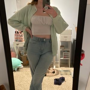 Pastel Green Vintage Bomber Jacket
